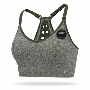 CALI Sport Sports Bra Womens Small Green Seamless Strappy‎ Back NWT Yoga Gym